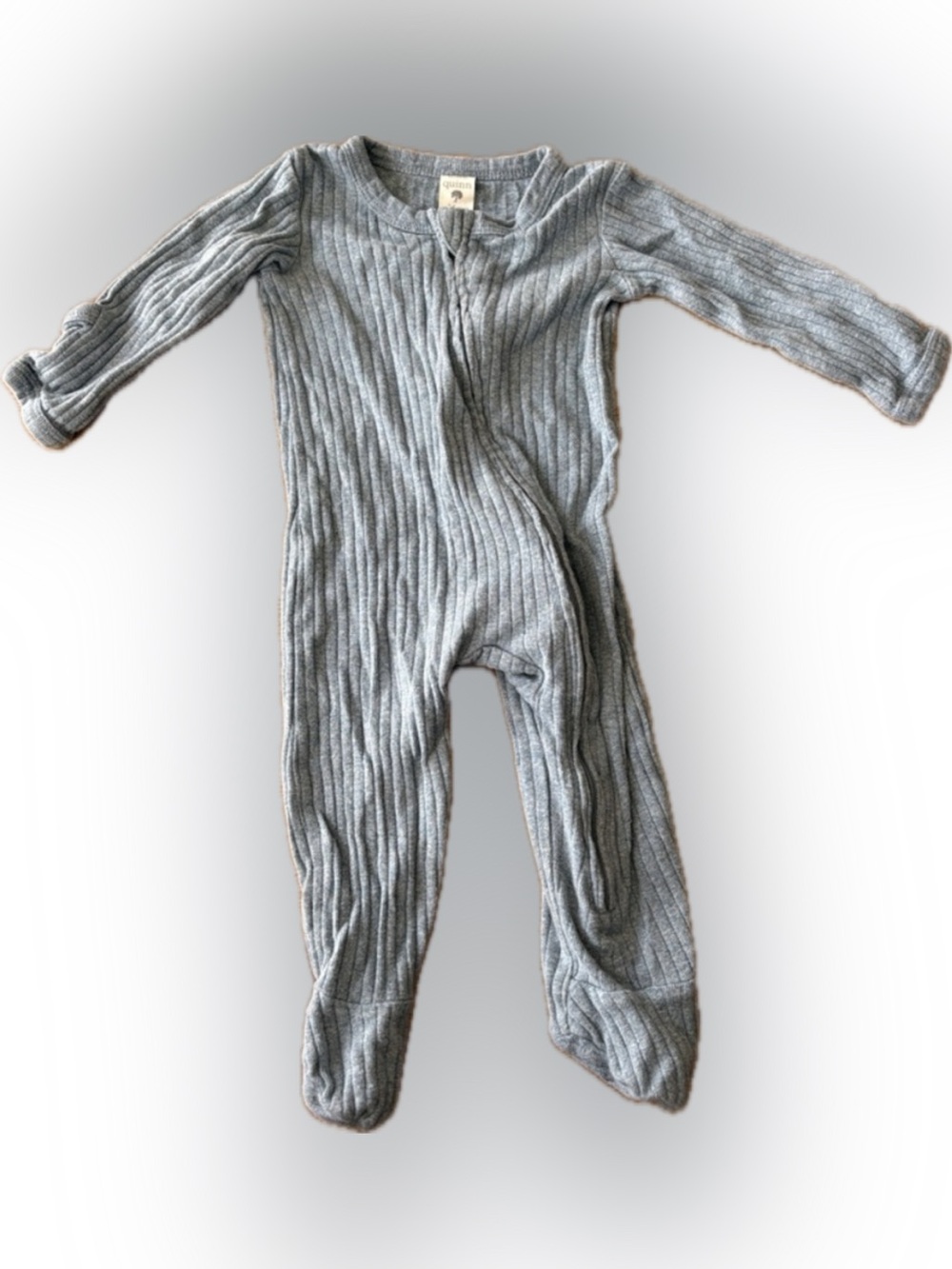 Kate Quinn 100% Organic Cotton Ribbed Blue Baby One-Piece Footed Romper